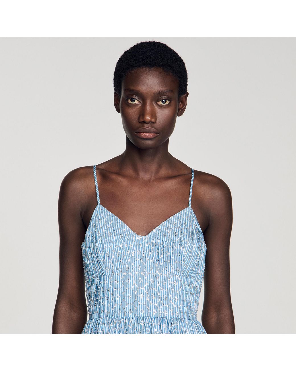 Sandro Blue Sequined Maxi Dress