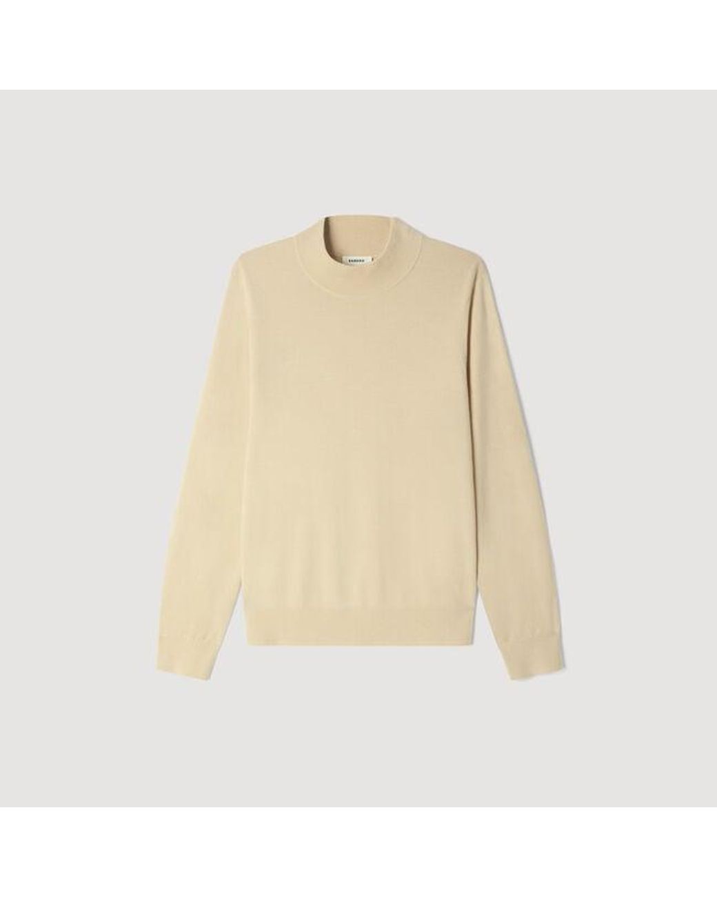 Sandro Natural Wool Jumper With Standing Collar for men