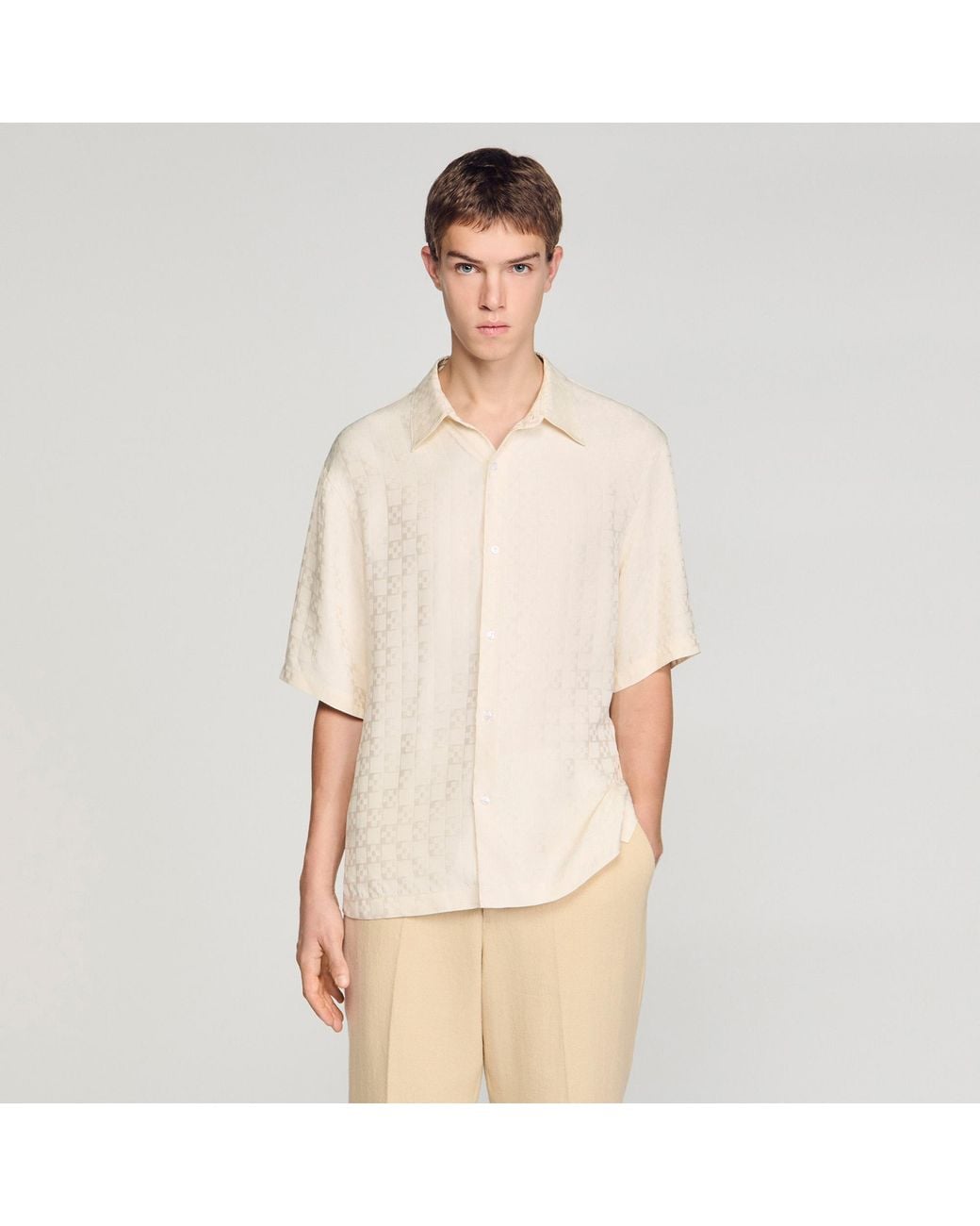 Sandro Natural Square Cross Loose-Fit Shirt for men