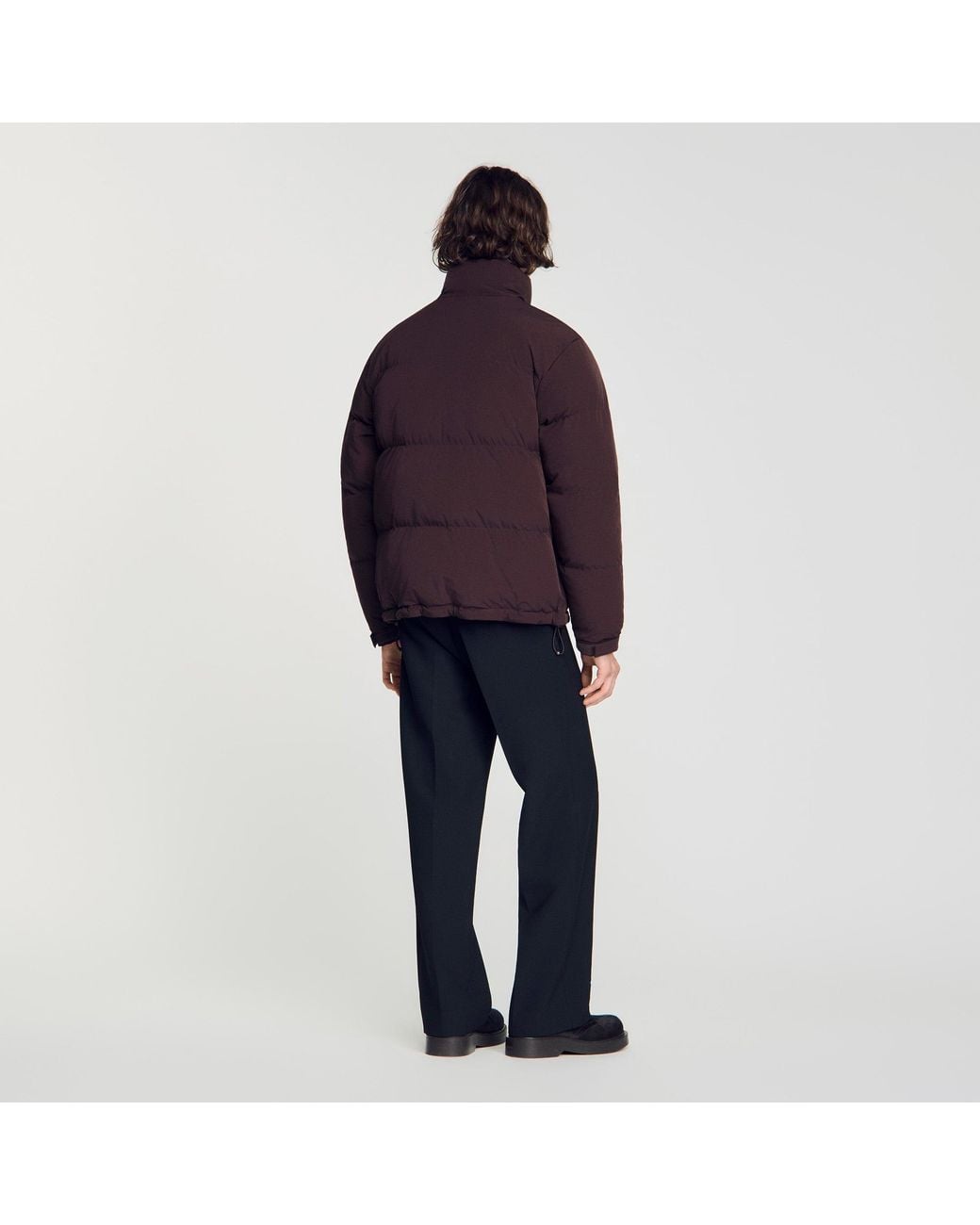 Sandro Blue Zip-Up Tech Fabric Puffer Jacket for men
