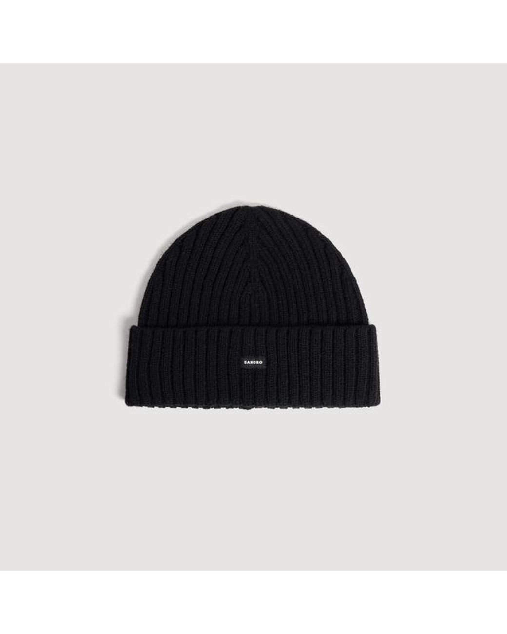Sandro Black Knit Hat for men