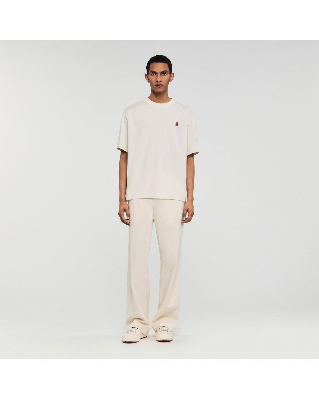 Sandro Natural Leather Logo T-Shirt for men