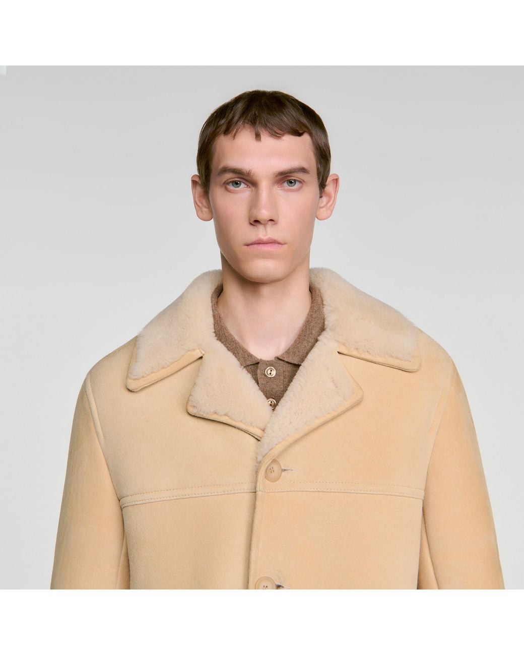 Sandro Natural Shearling Jacket for men