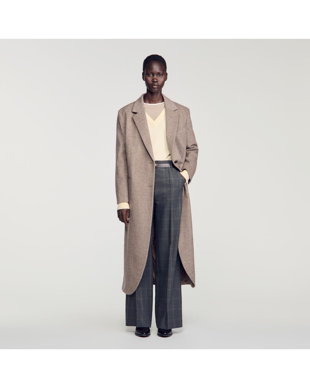Sandro Blue Checked Straight-Leg Trousers