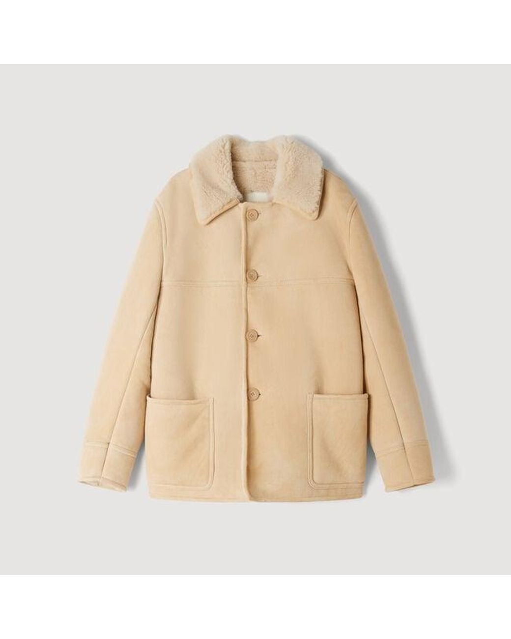 Sandro Natural Shearling Jacket for men