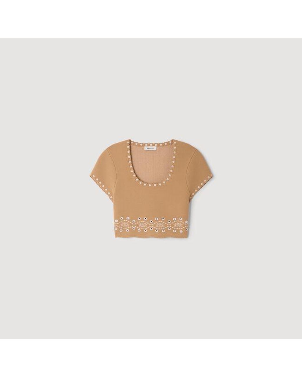 Sandro Natural Jumper With Contrast Embroidery