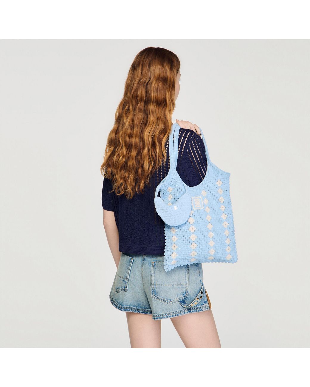 Sandro Blue Crochet Small Leather Goods