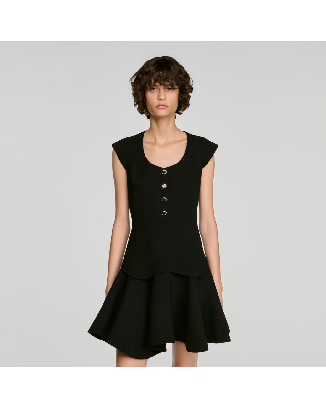 Sandro Black Short Button-Up Dress