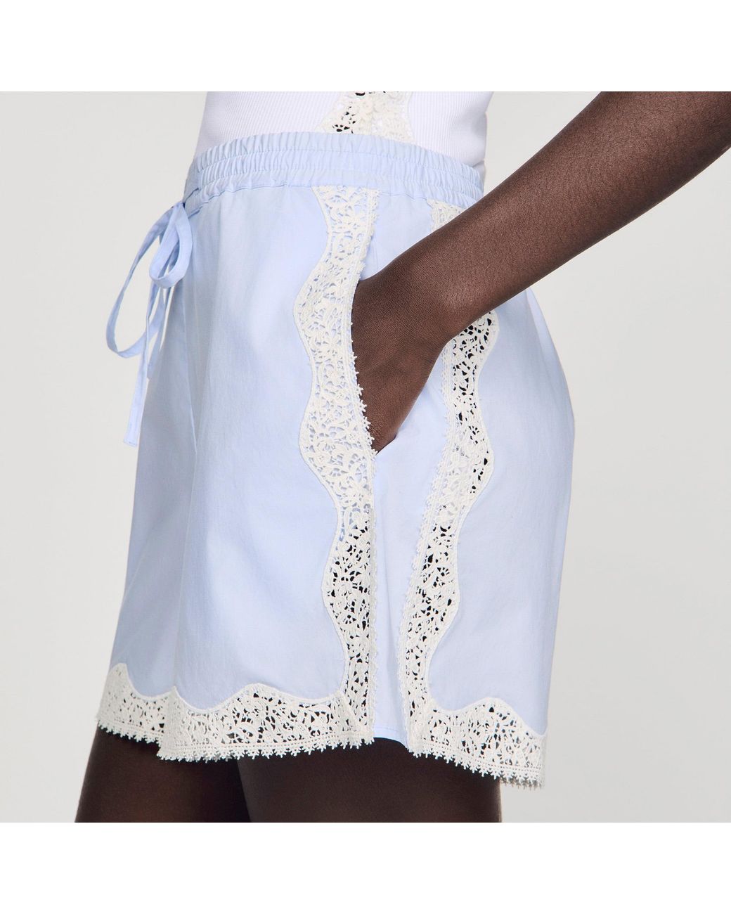 Sandro White Lace Detail Shorts