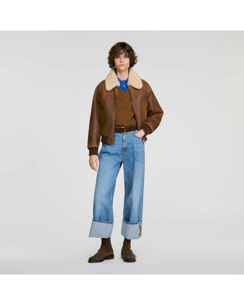 Sandro Blue 2-In-1 Wool And Cashmere Sweater