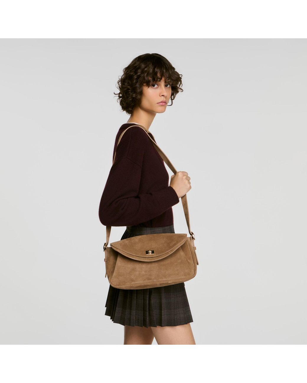 Sandro Brown Le Mambo Suede Bag