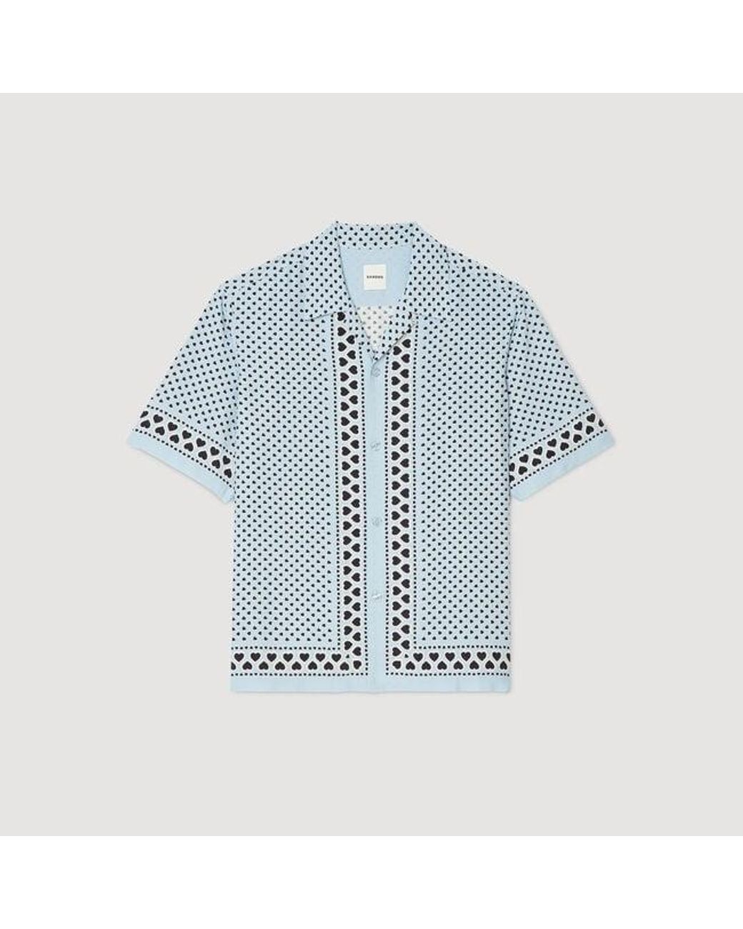 Sandro Blue Heart Motif Flowing Shirt for men