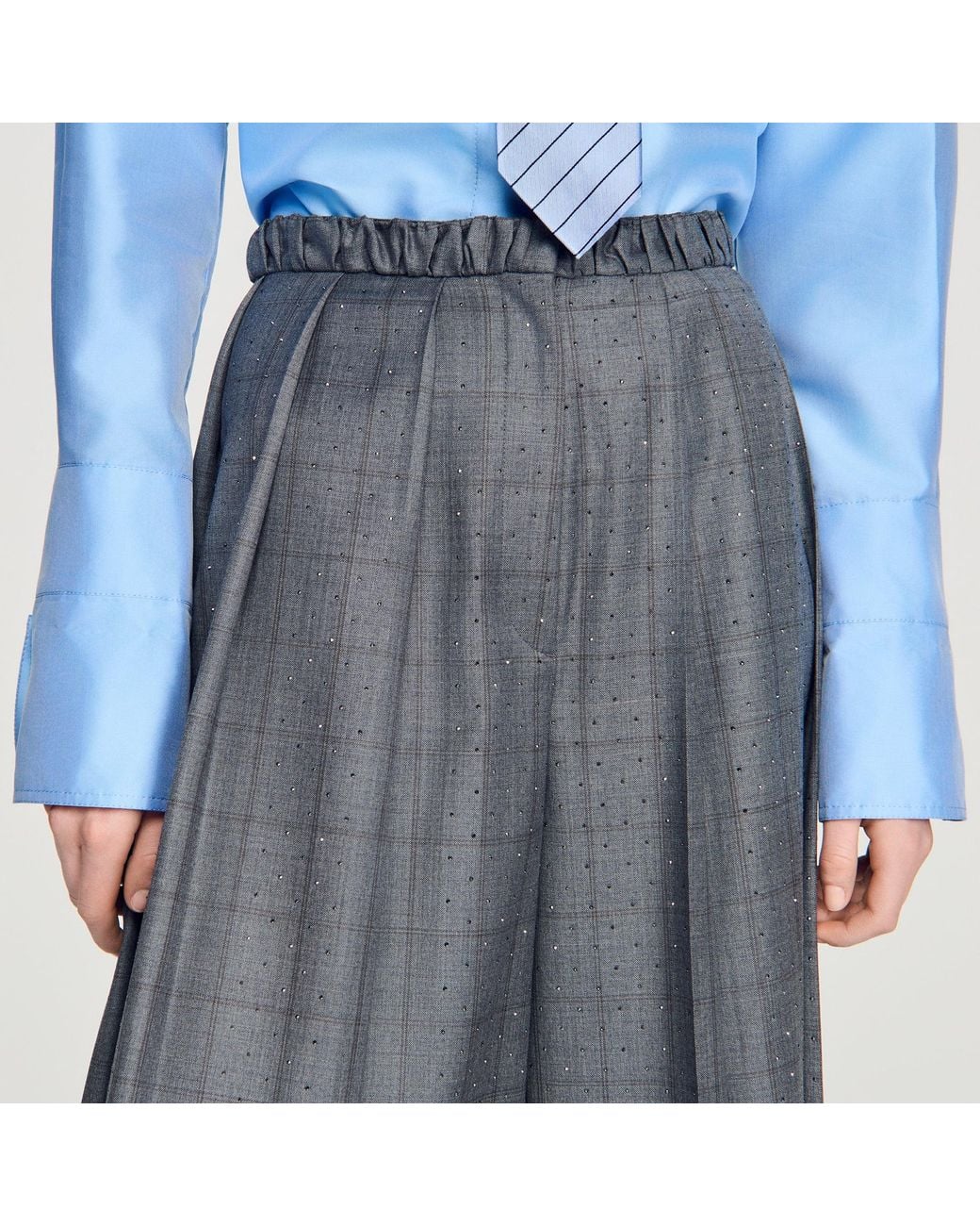 Sandro Blue Check Wool Shorts