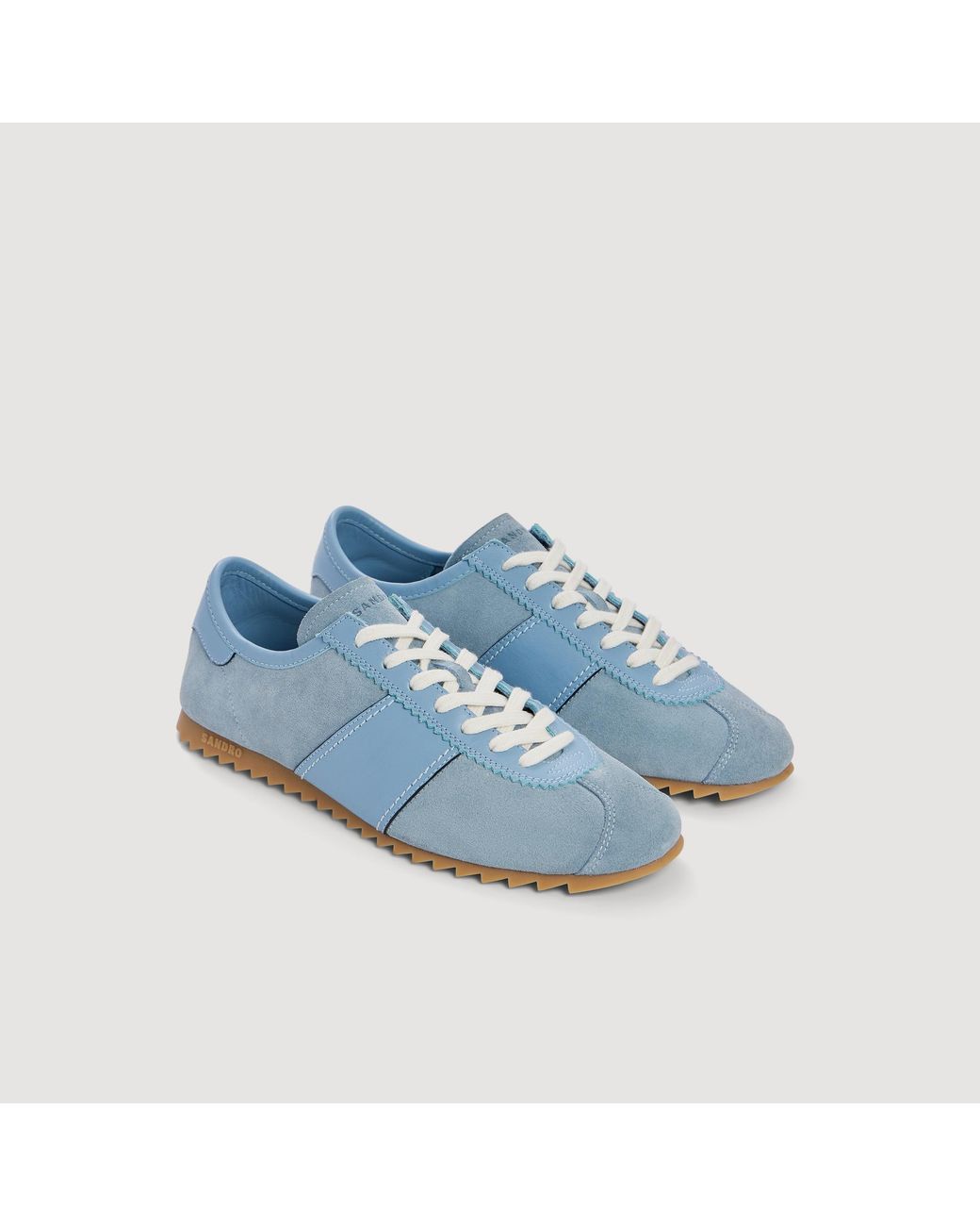 Sandro Blue Low-Top Leather And Suede Trainers for men