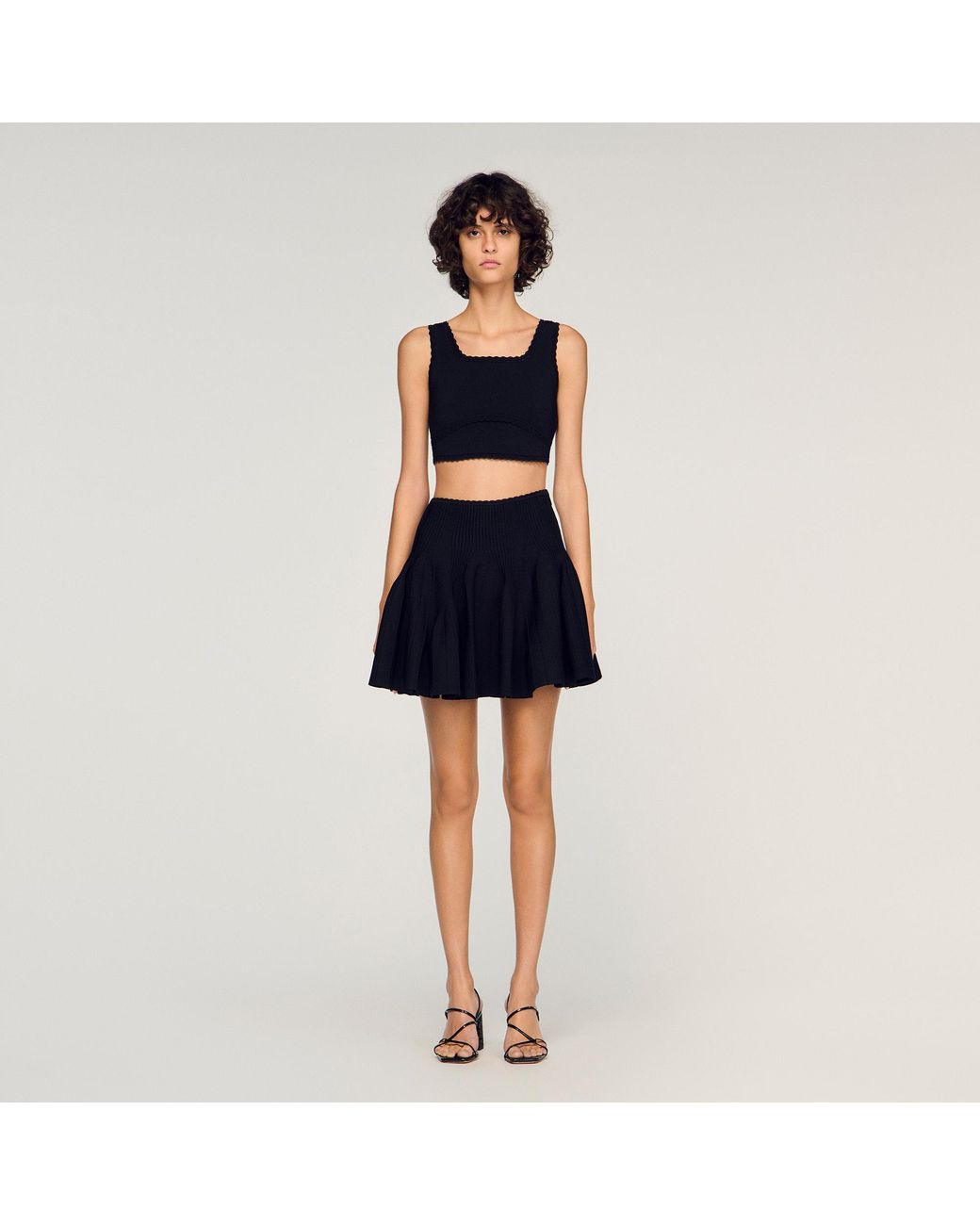 Sandro Blue Short Knit Godet Skirt
