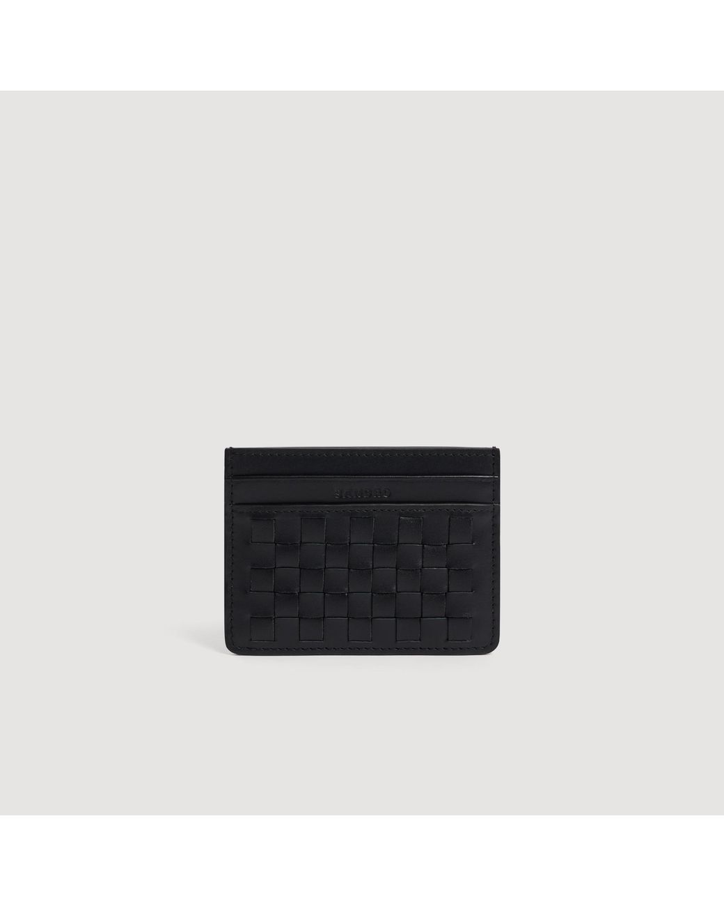 Sandro Black Braided Leather Card Holder for men