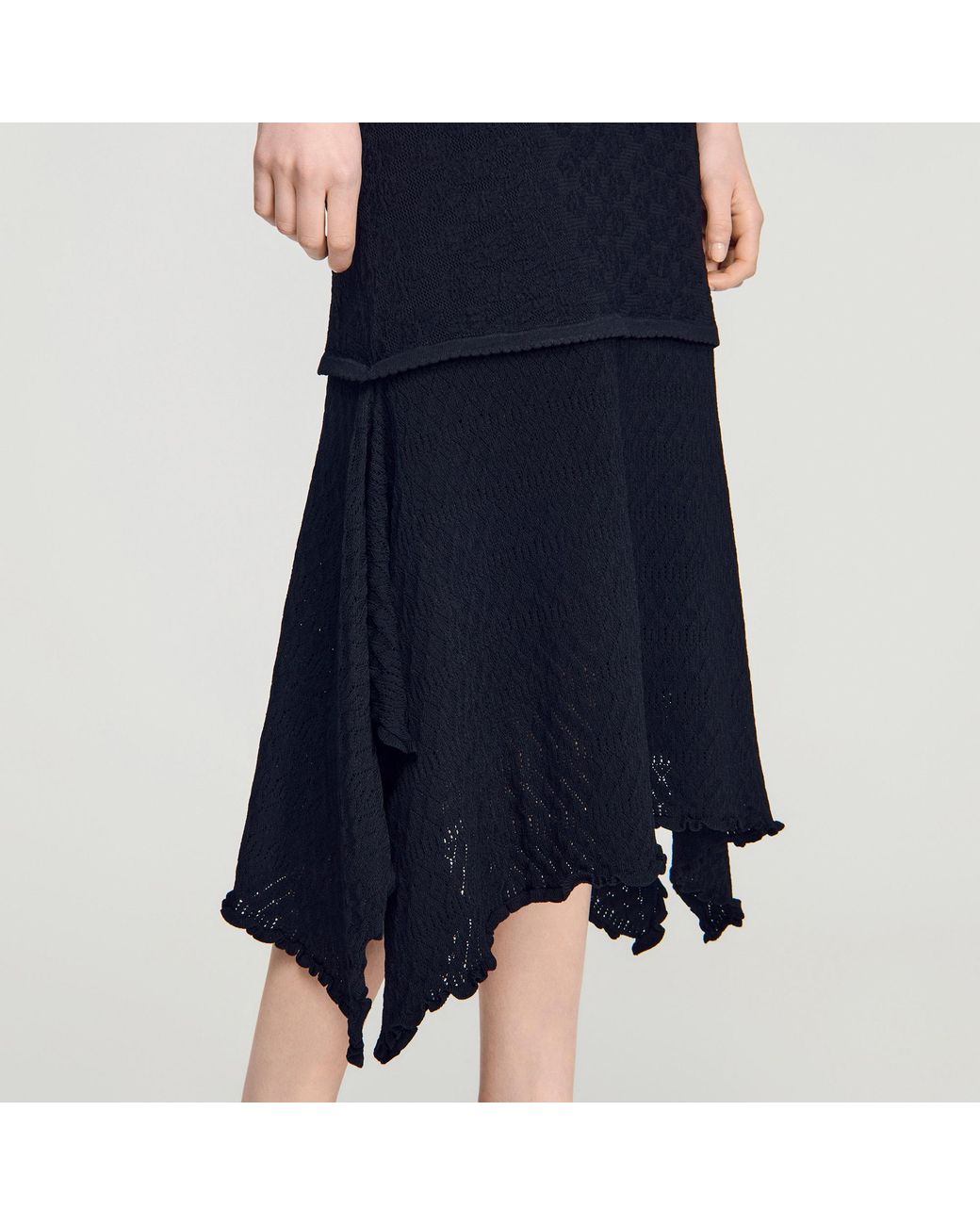 Sandro Blue Fancy Pointelle Dress