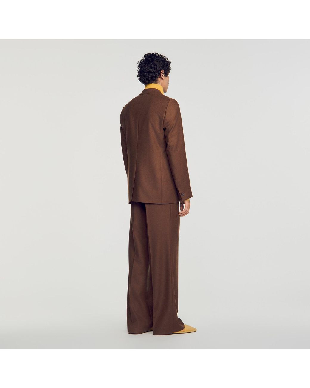 Sandro Brown Wool Suit Jacket for men
