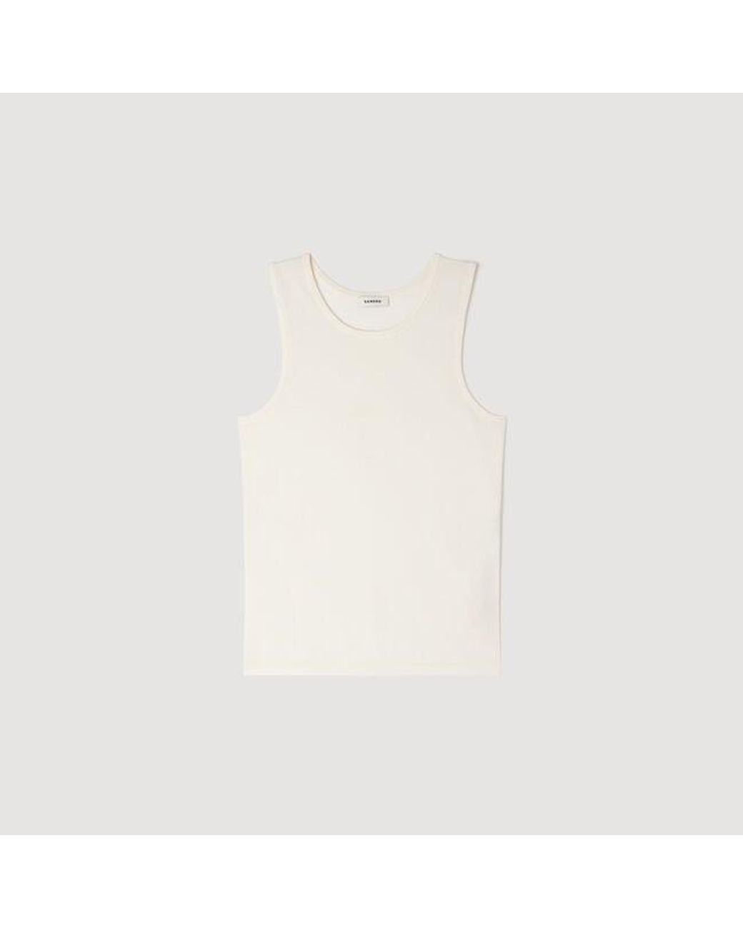 Sandro White Knit Crew Neck Vest Top for men
