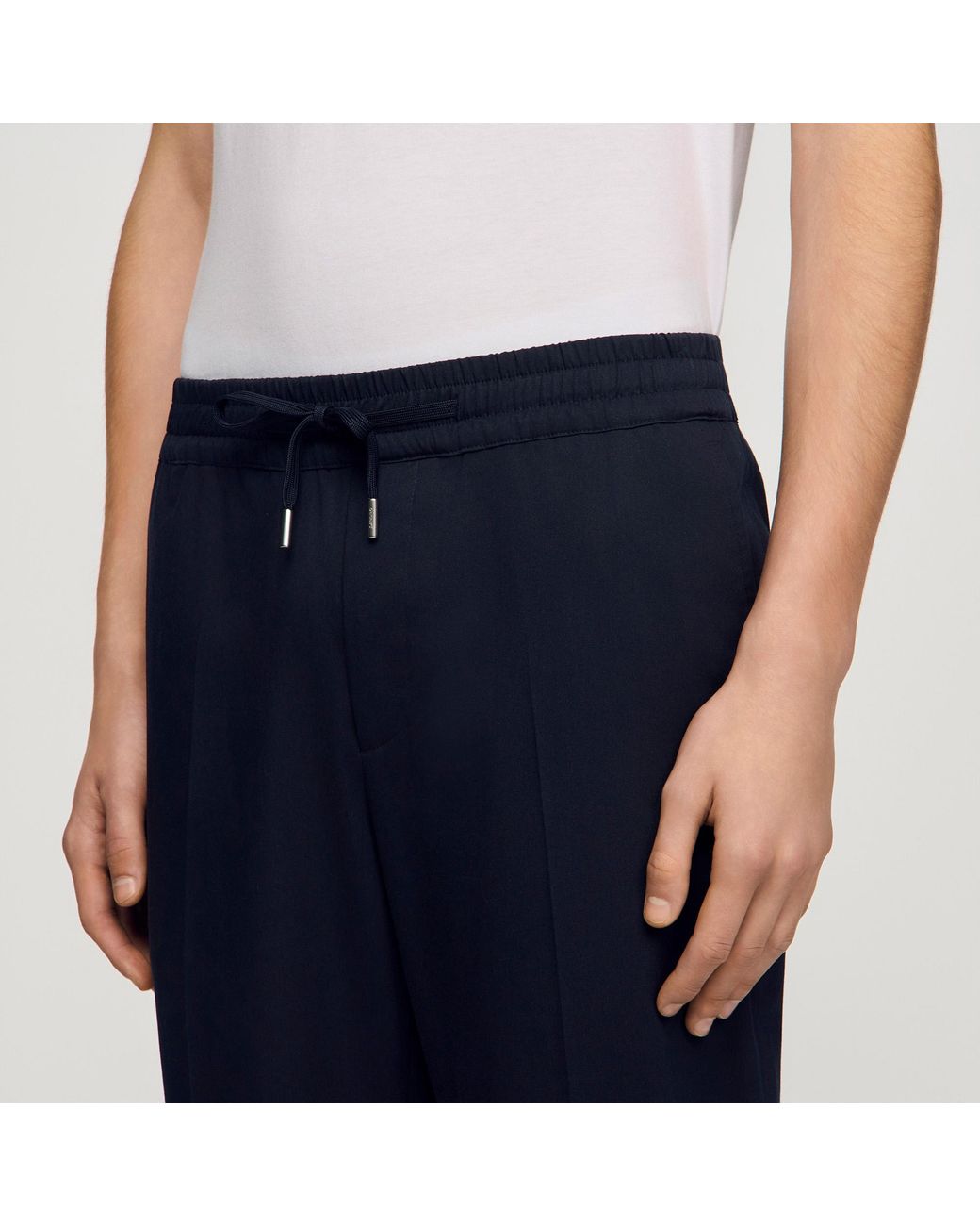 Sandro Blue Elasticated Straight-Leg Trousers for men