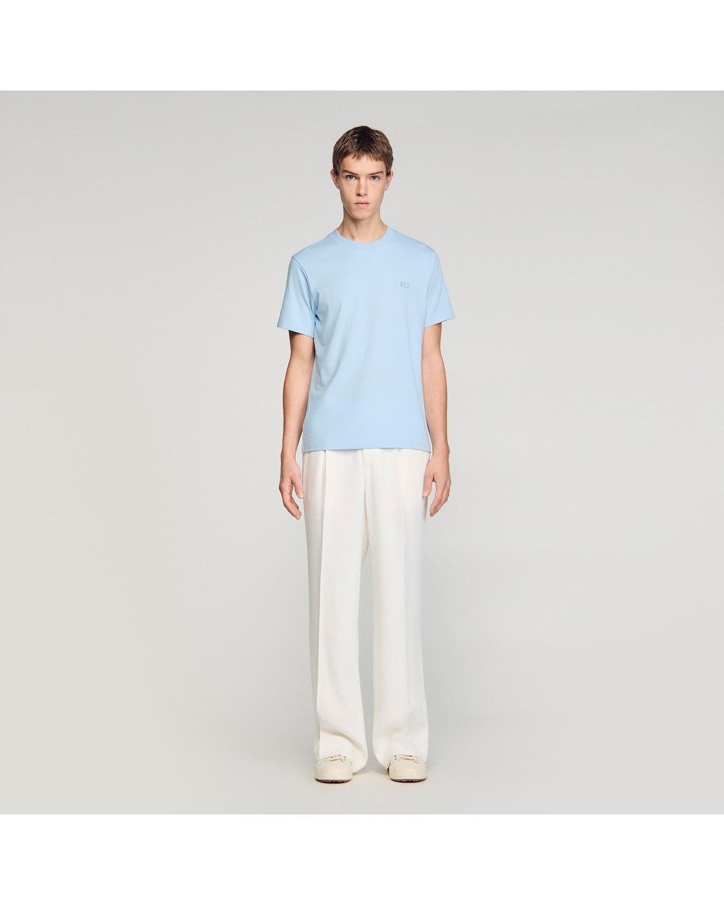 Sandro White T-Shirt With Double S Patch for men