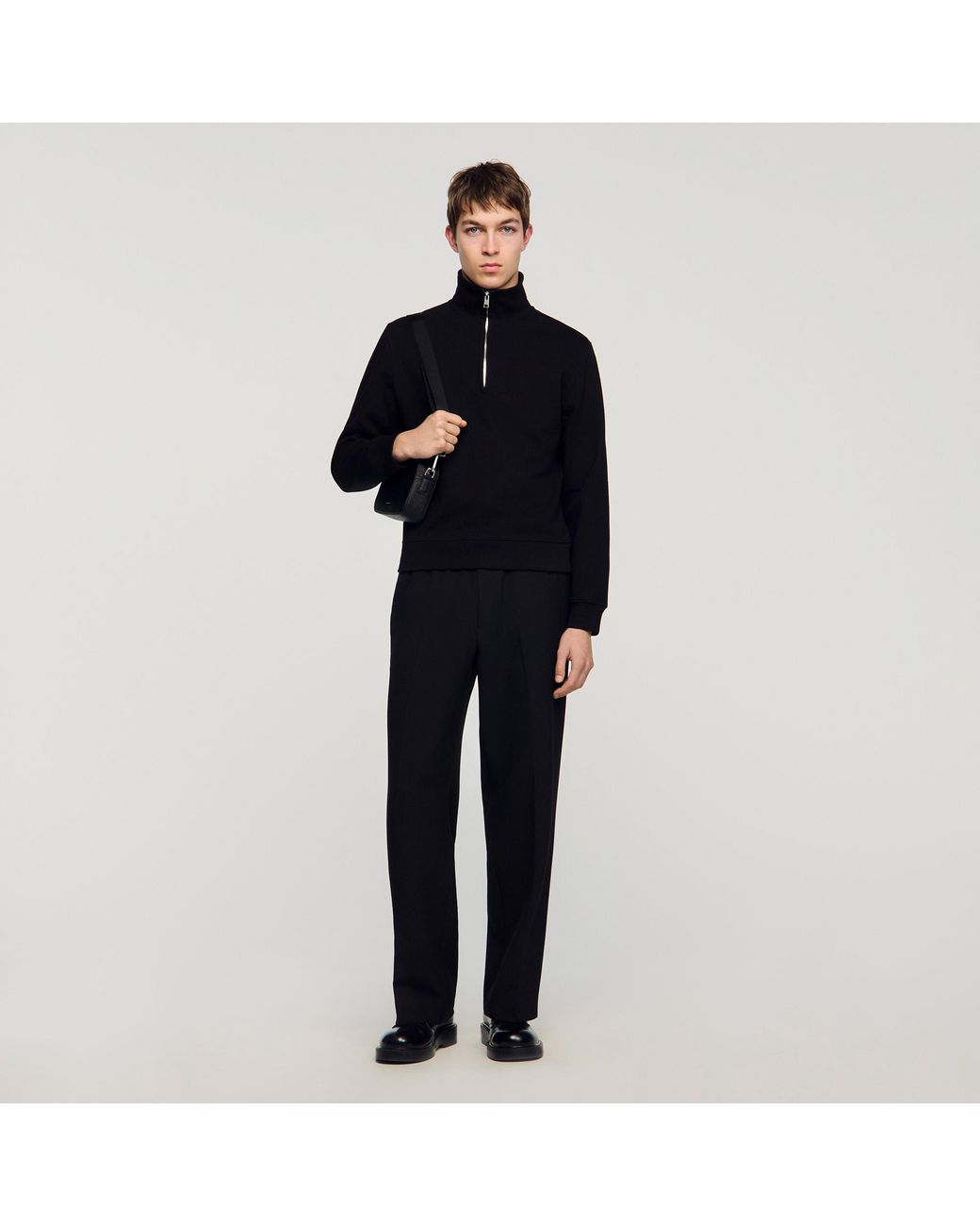 Sandro Black Cotton Sweatshirt for men
