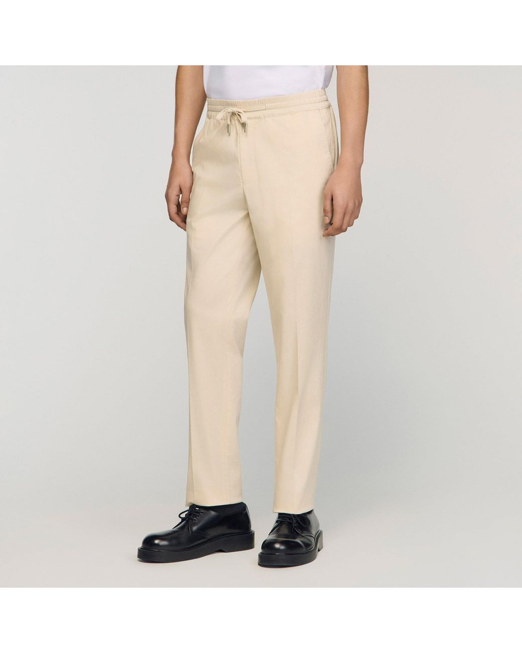 Sandro Natural Elasticated Straight-Leg Trousers for men