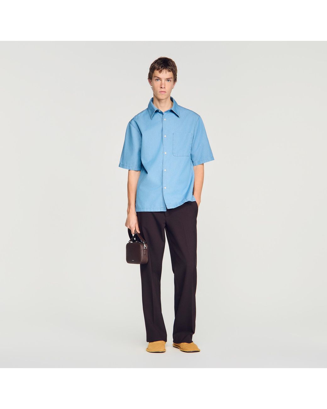 Sandro Blue Loose-Fit Faded Shirt for men