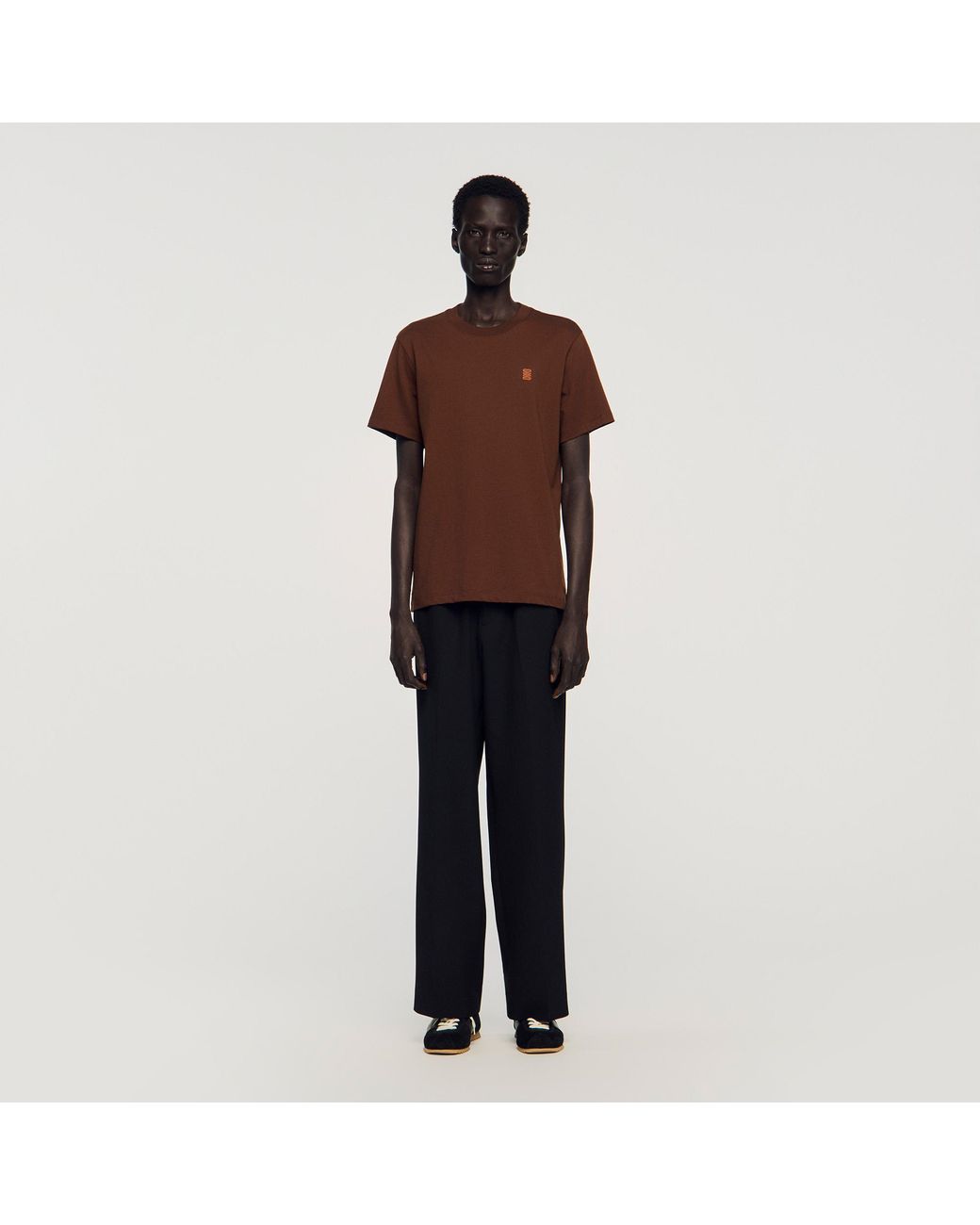 Sandro Multicolor Leather Logo T-Shirt for men