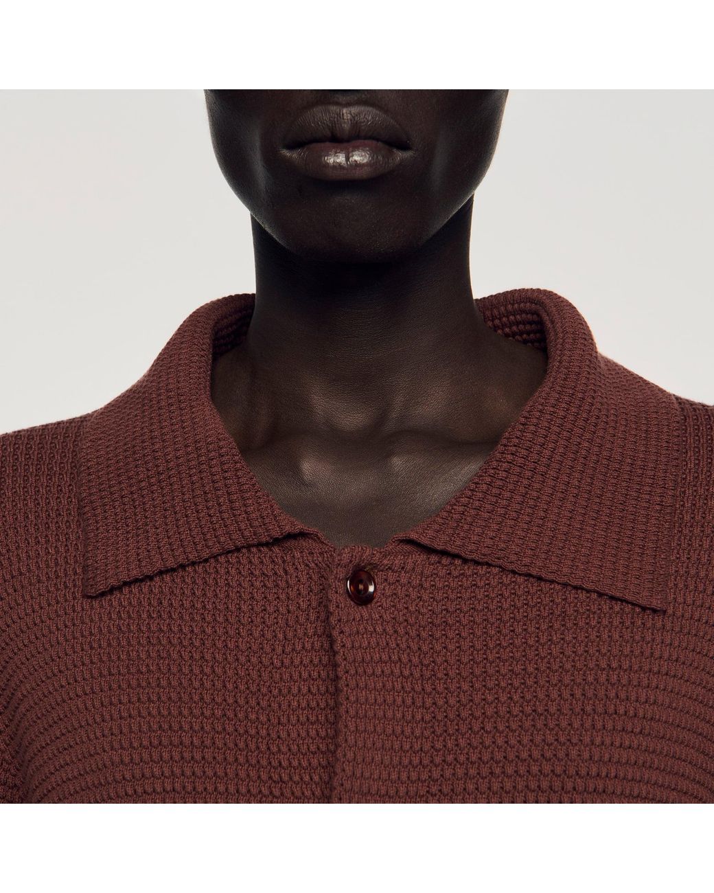 Sandro Red Waffle-Knit Shirt for men