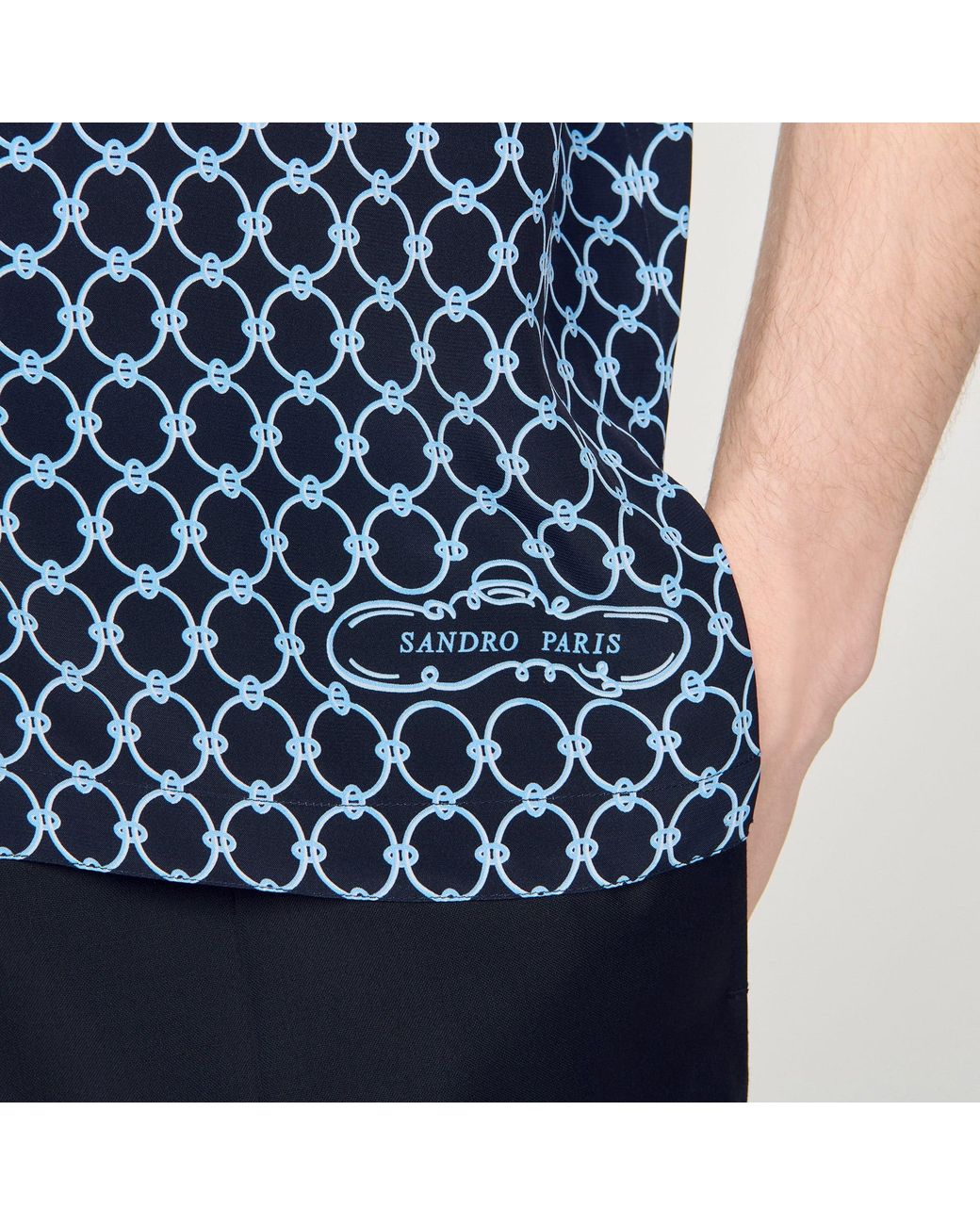 Sandro Blue Link Print Loose-Fit Shirt for men