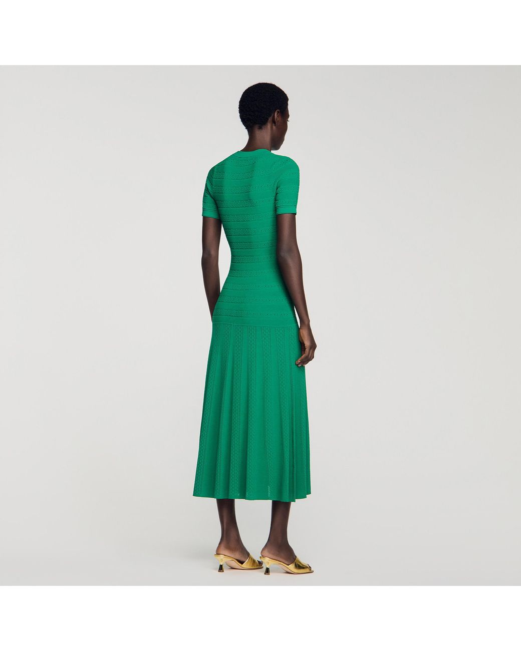 Sandro Green Knit Maxi Dress