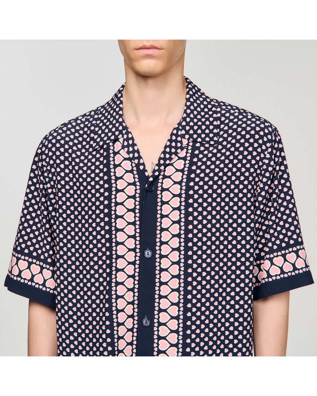 Sandro Blue Heart Motif Flowing Shirt for men