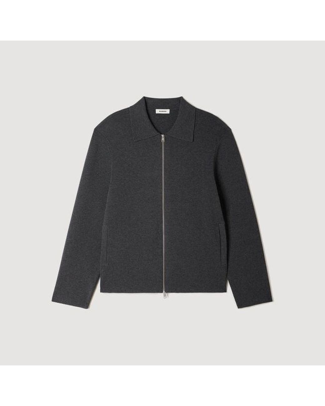 Sandro Blue Zip-Up Knit Cardigan for men