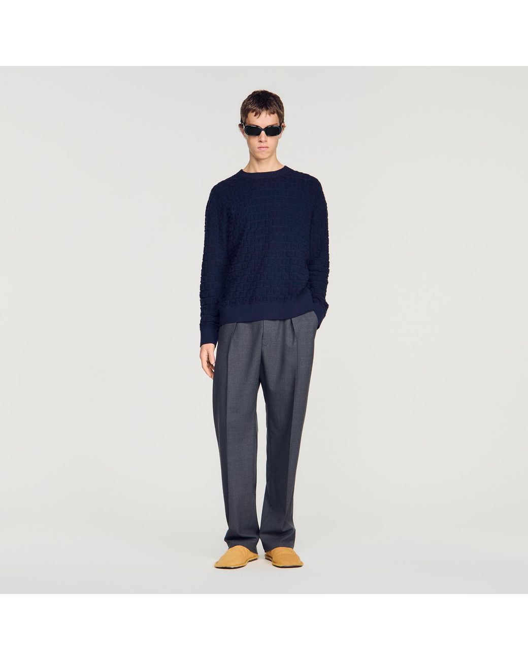Sandro Blue Terry Knit Jumper for men