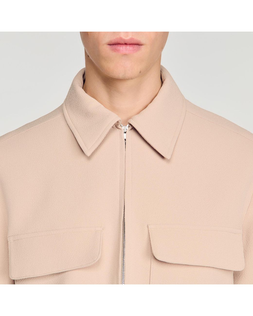 Sandro Blue Waffle-Effect Zip-Up Jacket for men