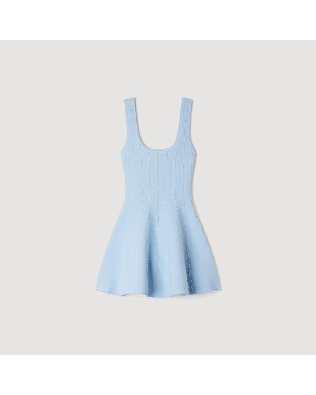 Sandro Blue Beaded Knit Short Dress