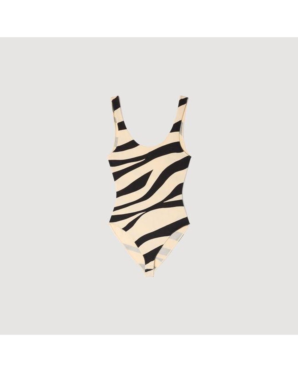 Sandro White Zebra Print Knit Bodysuit