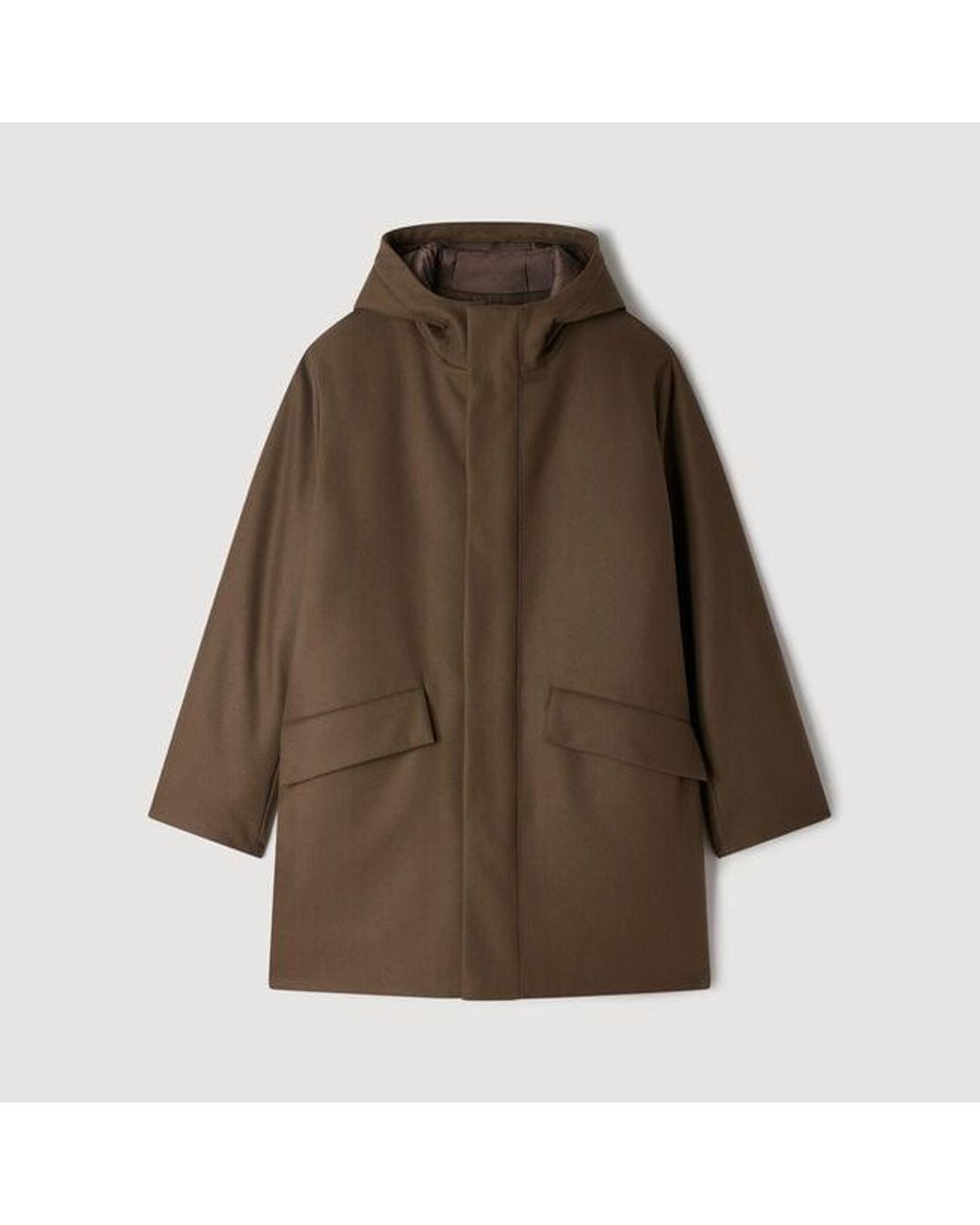 Sandro Black Wool And Cashmere Parka for men