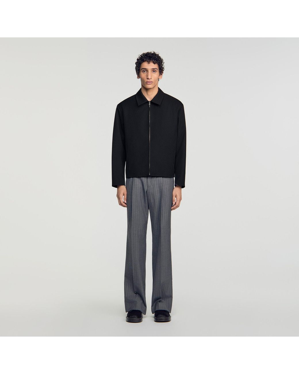 Sandro Black Zip-Up Jacket for men