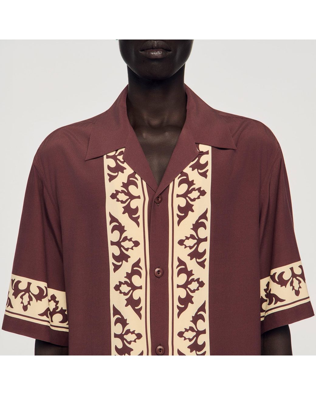 Sandro Multicolor Contrast Print Loose-Fit Shirt for men