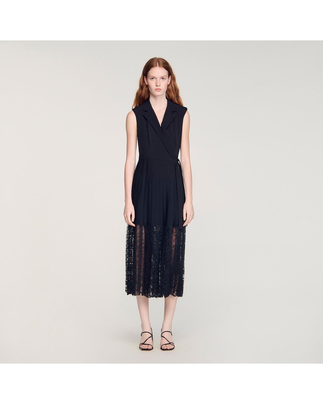 Sandro Blue Lace Collar Maxi Dress