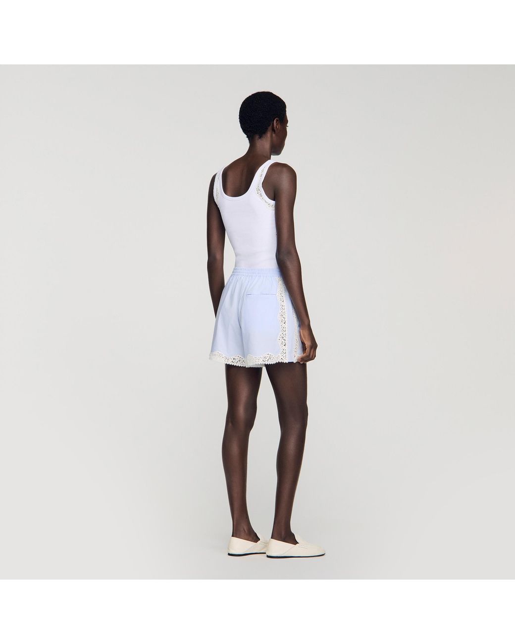 Sandro White Lace Detail Shorts