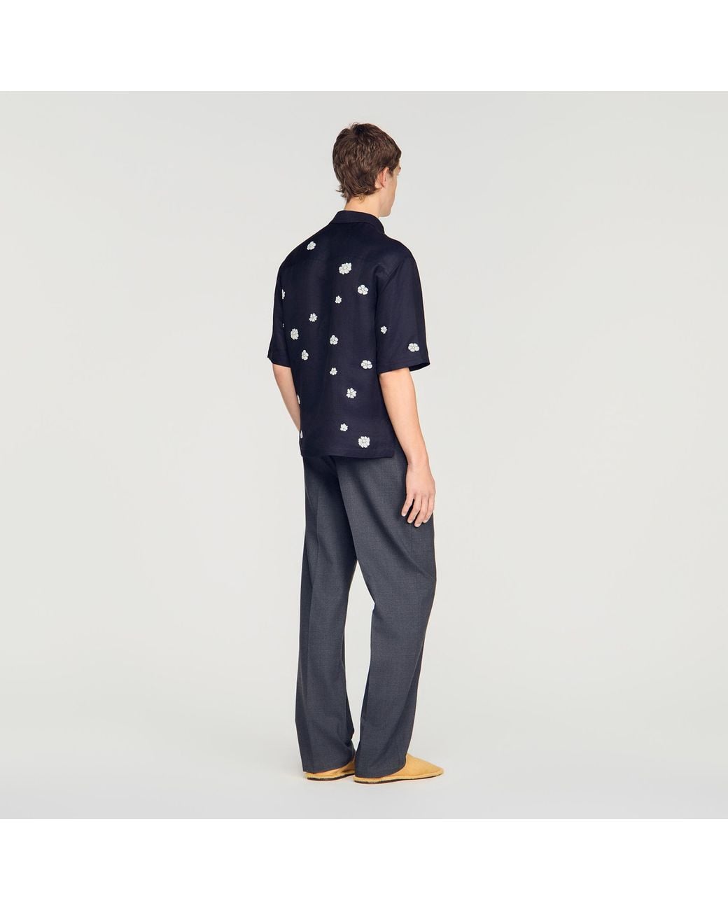 Sandro Blue Loose-Fit Floral Shirt for men