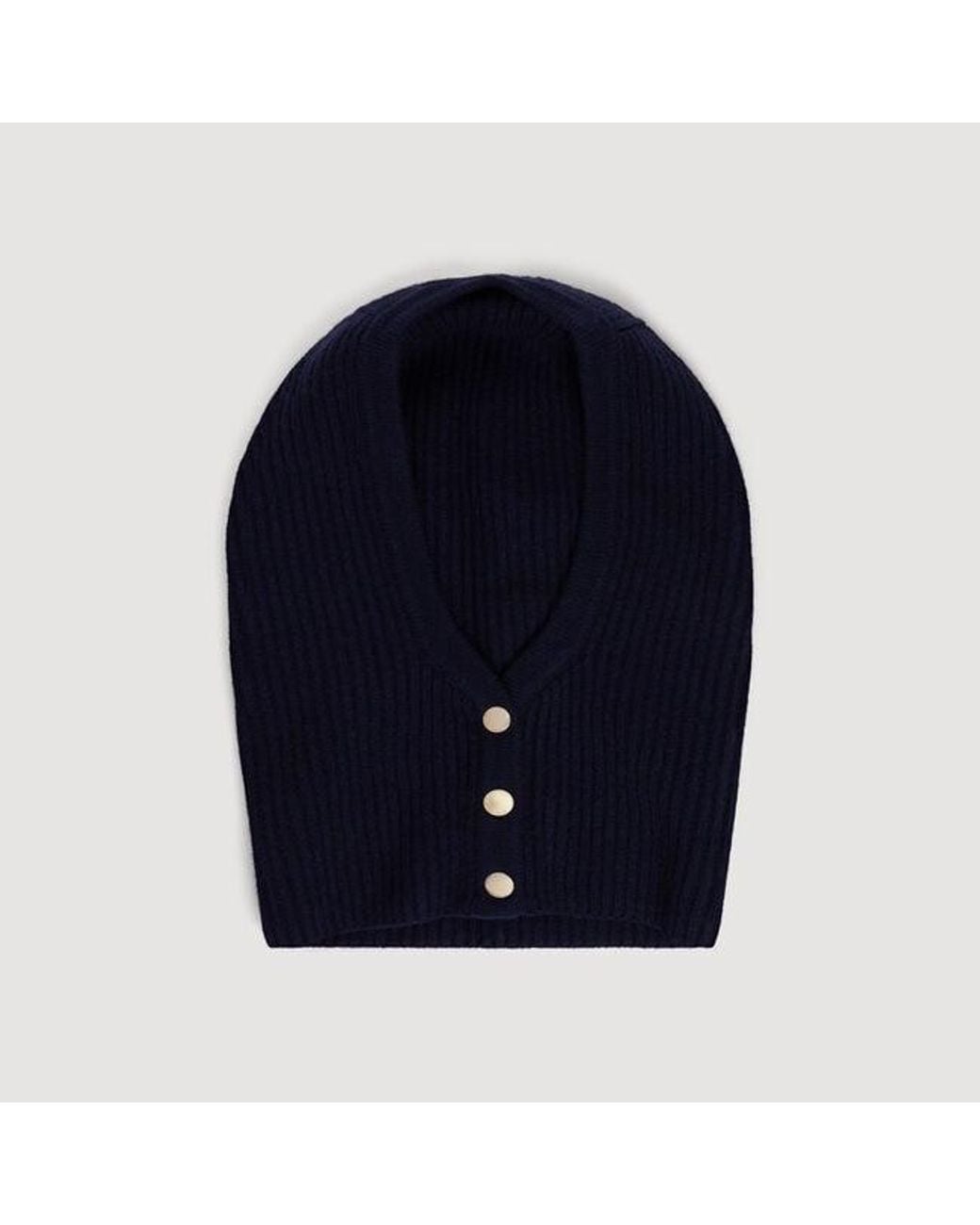 Sandro Blue Ribbed Wool Balaclava