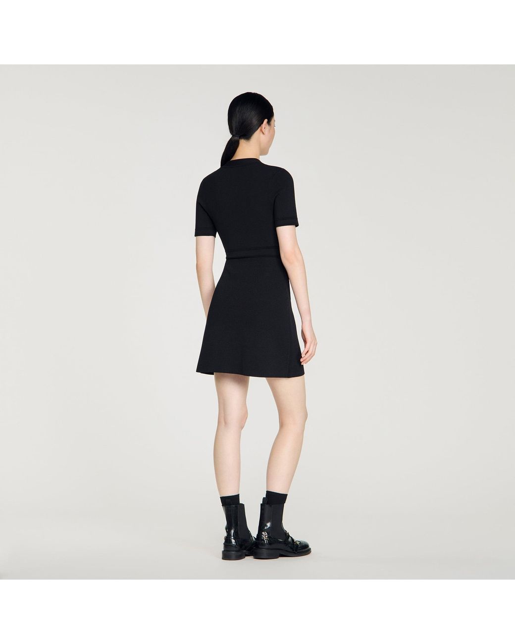 Sandro Blue Button-Up Knit Short Dress