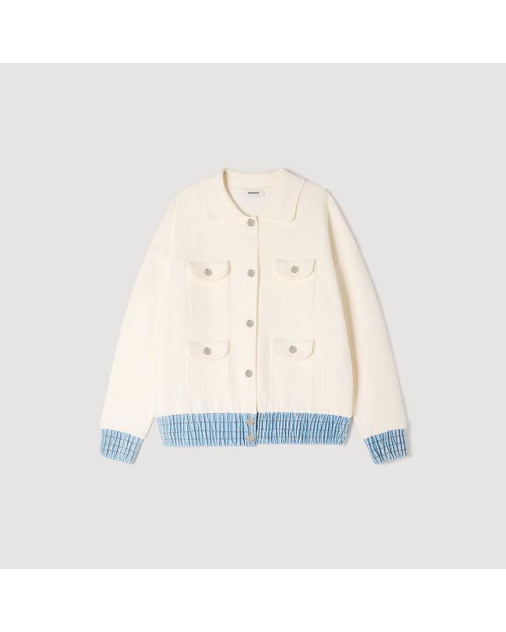 Sandro Blue Cardigan With Denim Details