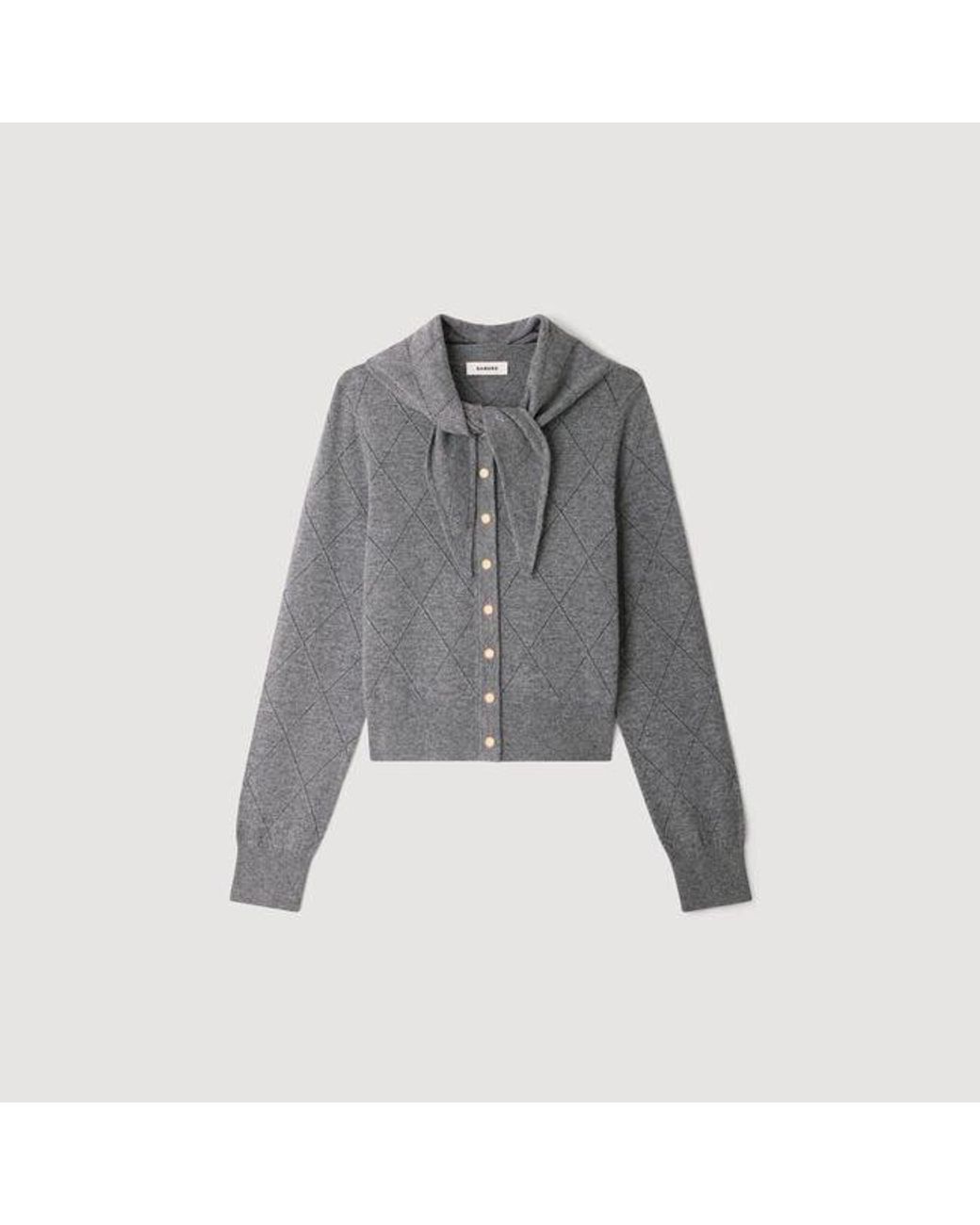 Sandro Blue Pointelle Knit Cardigan
