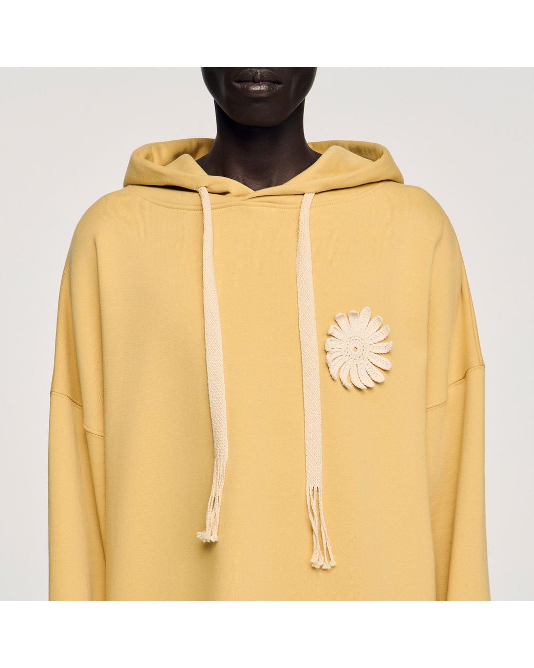 Sandro Metallic Cotton Sweatshirt Crochet Flower for men