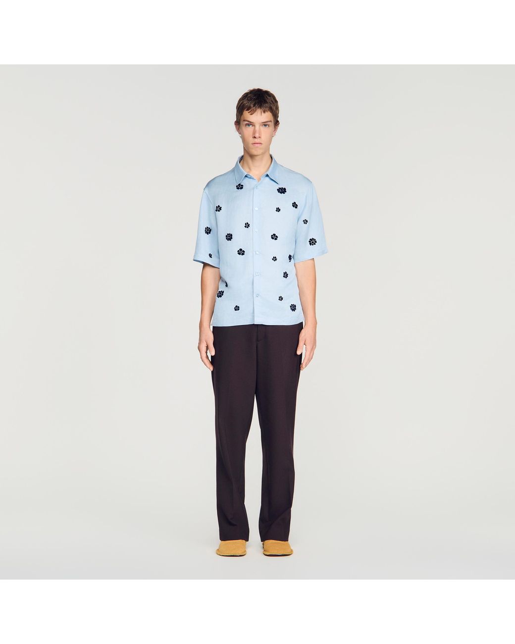 Sandro Blue Loose-Fit Floral Shirt for men